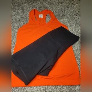 BUNDLE!! Athleta Orange Tank Top (S) and Everlane Black Biker Shorts (M) Set